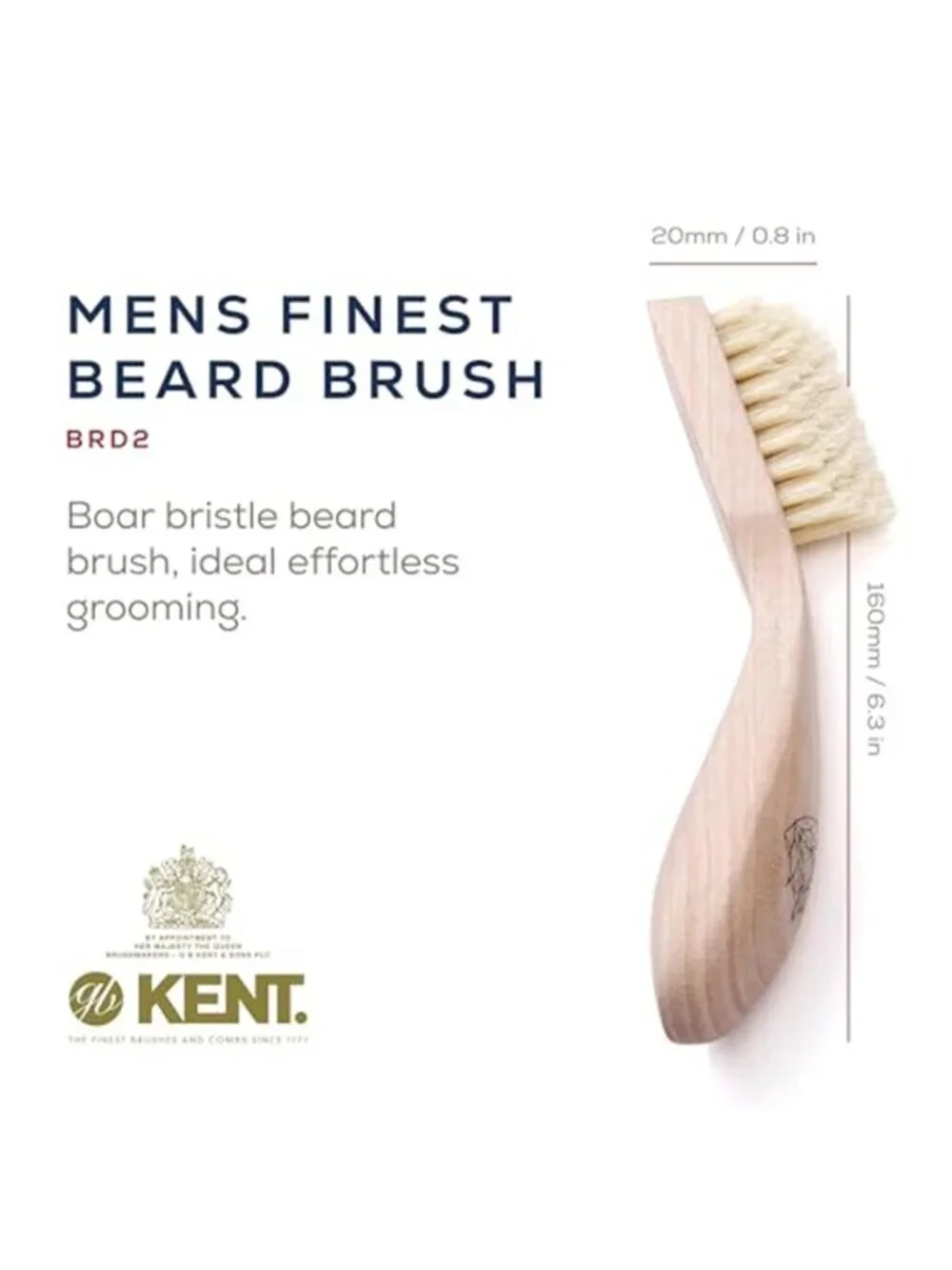 Boar Bristle Beard Brush for Men - Specially Cut Natural White Boar